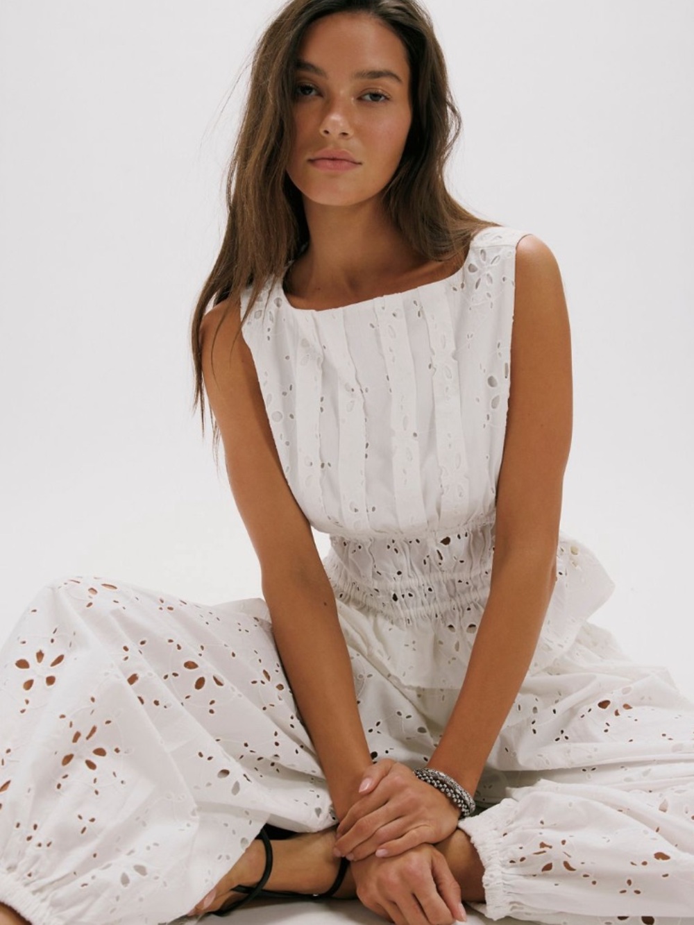 Free People Jude Eyelet Pant Set